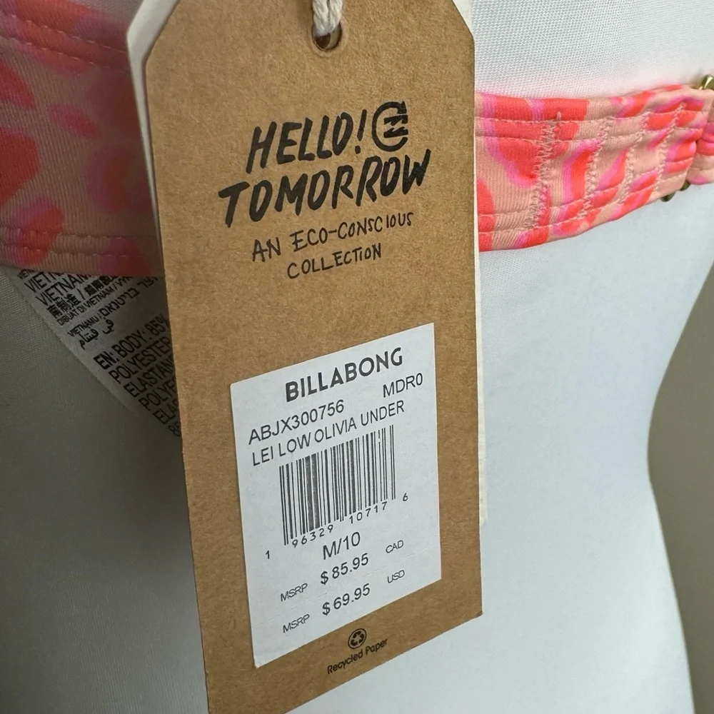 NWT Billabong Lei Low Olivia Underwire Top Reversible Hike Bikini Bottom Set